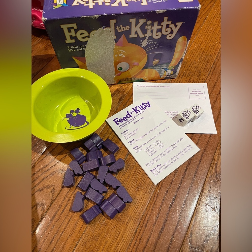 Feed the Kitty Game COMPLETE Gamewright 2006 Children's Kids Wooden